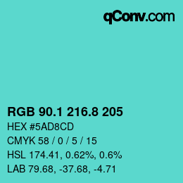 カラーコード: RGB 90.1 216.8 205 | qconv.com
