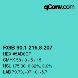 Color code: RGB 90.1 216.8 207 | qconv.com