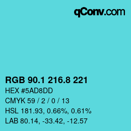 Color code: RGB 90.1 216.8 221 | qconv.com