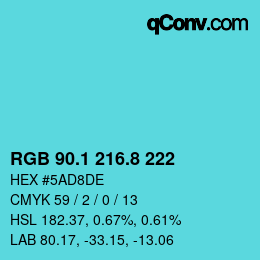 Código de color: RGB 90.1 216.8 222 | qconv.com