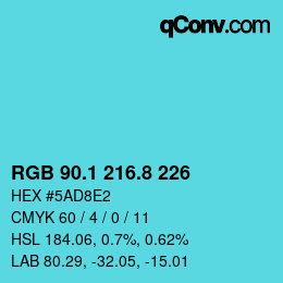 Color code: RGB 90.1 216.8 226 | qconv.com