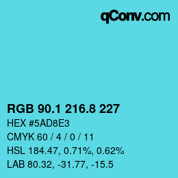 Color code: RGB 90.1 216.8 227 | qconv.com