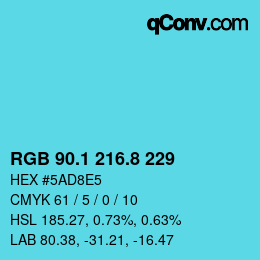 カラーコード: RGB 90.1 216.8 229 | qconv.com
