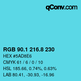 カラーコード: RGB 90.1 216.8 230 | qconv.com