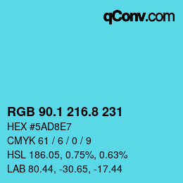 Color code: RGB 90.1 216.8 231 | qconv.com