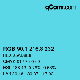 Color code: RGB 90.1 216.8 232 | qconv.com