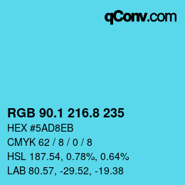 カラーコード: RGB 90.1 216.8 235 | qconv.com