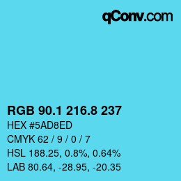 Color code: RGB 90.1 216.8 237 | qconv.com