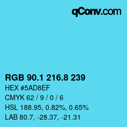 カラーコード: RGB 90.1 216.8 239 | qconv.com