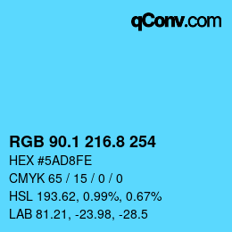 カラーコード: RGB 90.1 216.8 254 | qconv.com