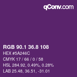 カラーコード: RGB 90.1 36.8 108 | qconv.com