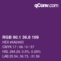 カラーコード: RGB 90.1 36.8 109 | qconv.com