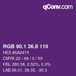 カラーコード: RGB 90.1 36.8 116 | qconv.com