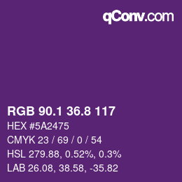 カラーコード: RGB 90.1 36.8 117 | qconv.com