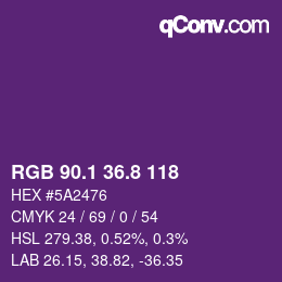 カラーコード: RGB 90.1 36.8 118 | qconv.com