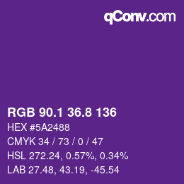 カラーコード: RGB 90.1 36.8 136 | qconv.com