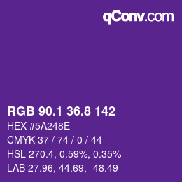カラーコード: RGB 90.1 36.8 142 | qconv.com