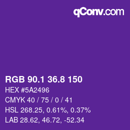 カラーコード: RGB 90.1 36.8 150 | qconv.com