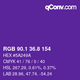 カラーコード: RGB 90.1 36.8 154 | qconv.com