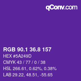 カラーコード: RGB 90.1 36.8 157 | qconv.com