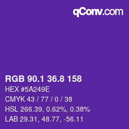 カラーコード: RGB 90.1 36.8 158 | qconv.com