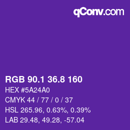 カラーコード: RGB 90.1 36.8 160 | qconv.com
