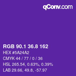 カラーコード: RGB 90.1 36.8 162 | qconv.com