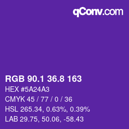 カラーコード: RGB 90.1 36.8 163 | qconv.com