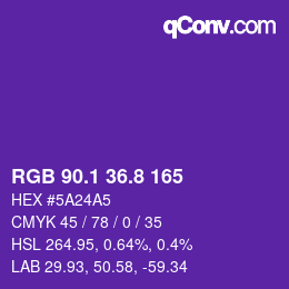 カラーコード: RGB 90.1 36.8 165 | qconv.com