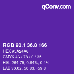 カラーコード: RGB 90.1 36.8 166 | qconv.com