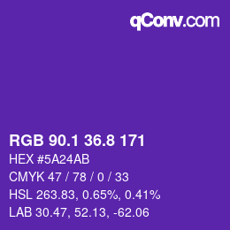 カラーコード: RGB 90.1 36.8 171 | qconv.com