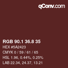 カラーコード: RGB 90.1 36.8 35 | qconv.com