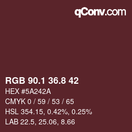 Color code: RGB 90.1 36.8 42 | qconv.com