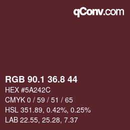 Color code: RGB 90.1 36.8 44 | qconv.com