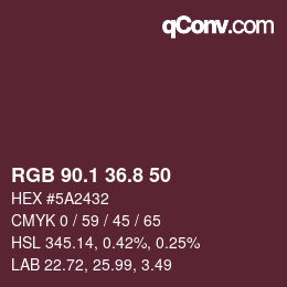 カラーコード: RGB 90.1 36.8 50 | qconv.com