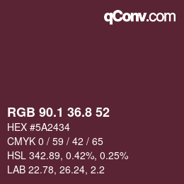カラーコード: RGB 90.1 36.8 52 | qconv.com