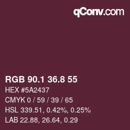 カラーコード: RGB 90.1 36.8 55 | qconv.com