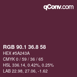 Color code: RGB 90.1 36.8 58 | qconv.com