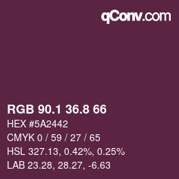 カラーコード: RGB 90.1 36.8 66 | qconv.com