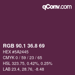 Color code: RGB 90.1 36.8 69 | qconv.com