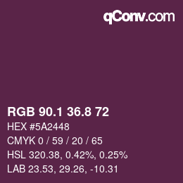 カラーコード: RGB 90.1 36.8 72 | qconv.com