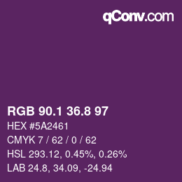 カラーコード: RGB 90.1 36.8 97 | qconv.com