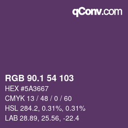 カラーコード: RGB 90.1 54 103 | qconv.com