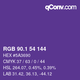 カラーコード: RGB 90.1 54 144 | qconv.com
