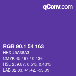 カラーコード: RGB 90.1 54 163 | qconv.com