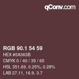 カラーコード: RGB 90.1 54 59 | qconv.com