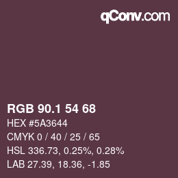 カラーコード: RGB 90.1 54 68 | qconv.com