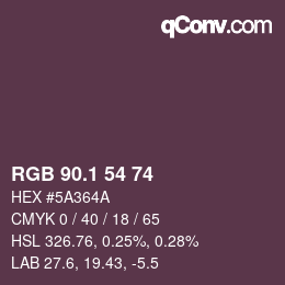 カラーコード: RGB 90.1 54 74 | qconv.com