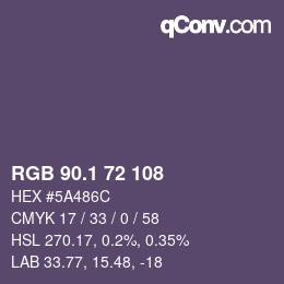 カラーコード: RGB 90.1 72 108 | qconv.com