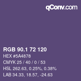 カラーコード: RGB 90.1 72 120 | qconv.com